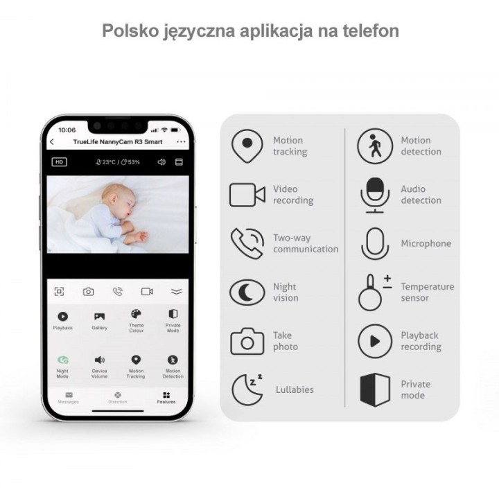 TrueLife NannyCam R3 Smart bezprzewodowa wideo niania WiFi