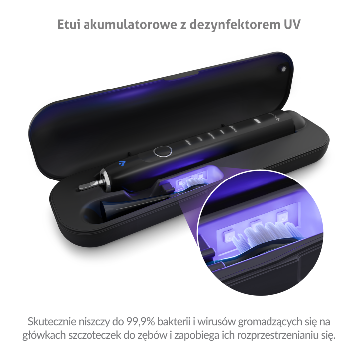 TrueLife SonicBrush Clean70 UV Black - szczoteczka soniczna z etui UV