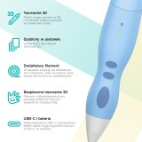 LAMAX ArtKid2 Plus 3D Blue - długopis 3D dla dzieci z etui