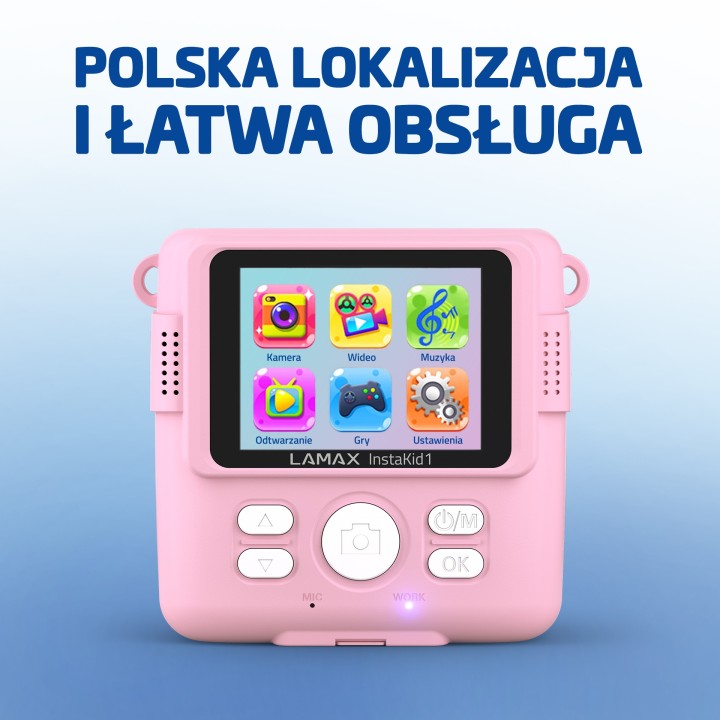 LAMAX InstaKid1 Pink - aparat dla dzieci z drukarką