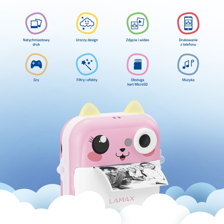 Funkcje aparatu LAMAX InstaKid2 Plus Pink dla dzieci